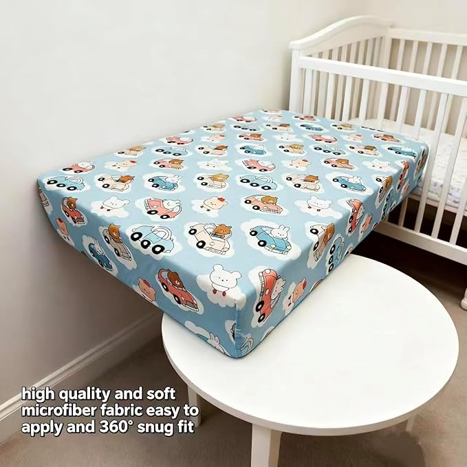 Pack and Play Sheets, 2 Pack Mini Crib Sheets for 38x26 Mattress, Stretchy Snug Fit Playard Fitted Sheet, Soft Breathable Cozy Material, Compatible with Graco Pack n Play for Baby and Toddler