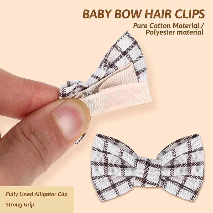 20 Pcs Baby Hair Clips Bows for Baby Girls Handmade Hair Accessories Fully Lined Clips Non Slip Barrettes for Fine Cute Tiny Bows Barrettes for Infants Toddlers, and Little Girls