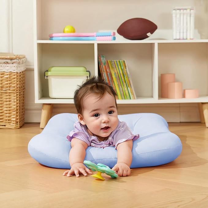 Baby Lounger 0-18 Months, Baby Lounger for Newborn, Soft Organic Cotton Breathable Lounger for Infants (Greyblue Baby Lounger)