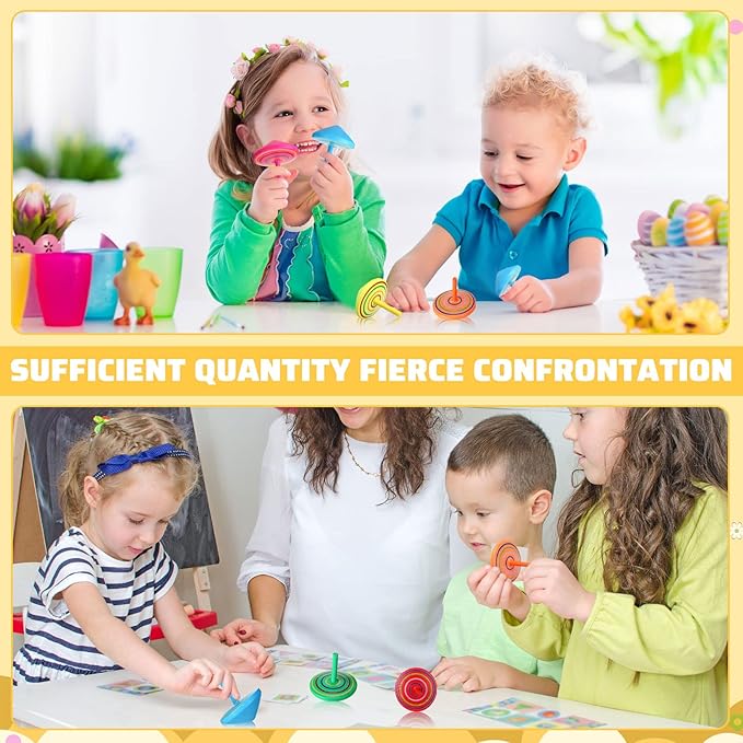 Lenwen 200 Pcs Wooden Spinning Top Colorful Rainbow Gyroscope Novelty Educational Spinning Toy Wood Painted Spinner for Kindergarten Family Games Party Favors Gifts for Girls Boys