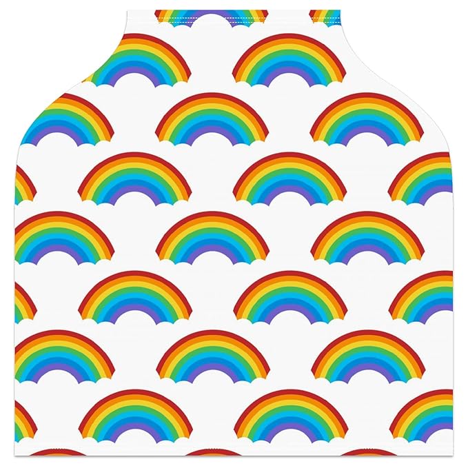 Baby Car Seat Stroller Covers Rainbow Patterns Design Nursing Cover Breastfeeding Scarf Soft Breathable Stretchy Coverage Carseat Canopy Cover for Boys and Girls Soft Breathable Multi Use