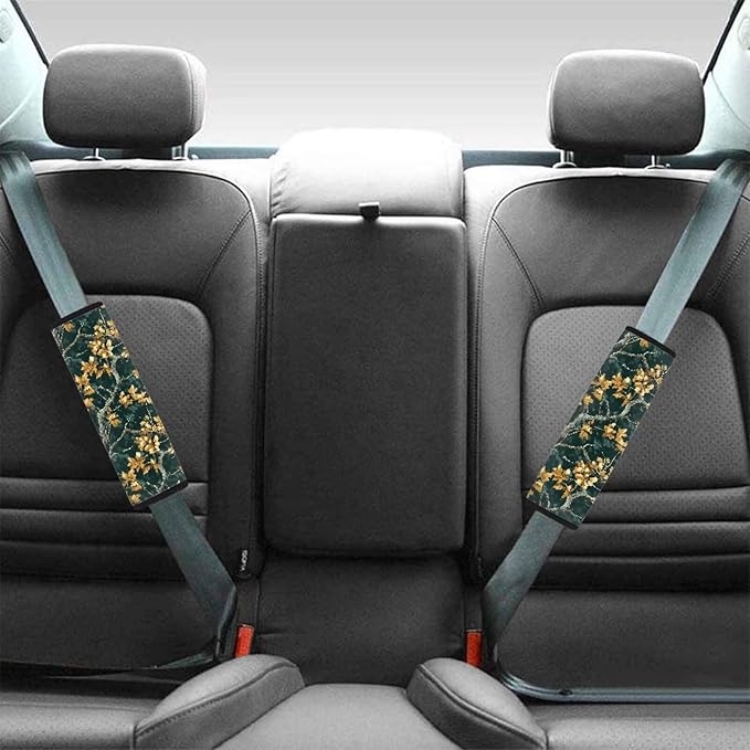 AFPANQZ Branch Print Seat Belt Pad Cushion 2 Pack Soft Auto Vehicle Safety Seatbelt Pads Cushion Automotive Accessories Comfortable Driving Pads Laptop Bag Straps Pad