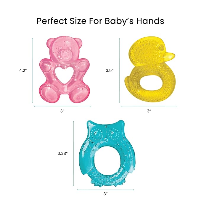 Lulyboo Baby Water Teething Toys for 3-6 Months - BPA-Free Soft Edges, Chilled Fruit Teethers, Animal Shape, Easy to Grasp, Sensory Development, Safe & Gentle Teething Relief