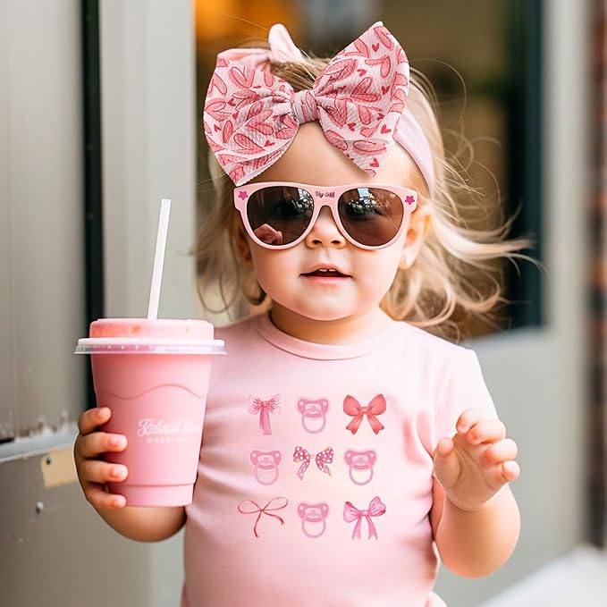 Valentines Bows for Baby Girls 6'' Large Nylon Headband Handmade Hairbands with Bows Red Light Pink Heart Baby Valentines Day Gifts Hair Accessories Kids