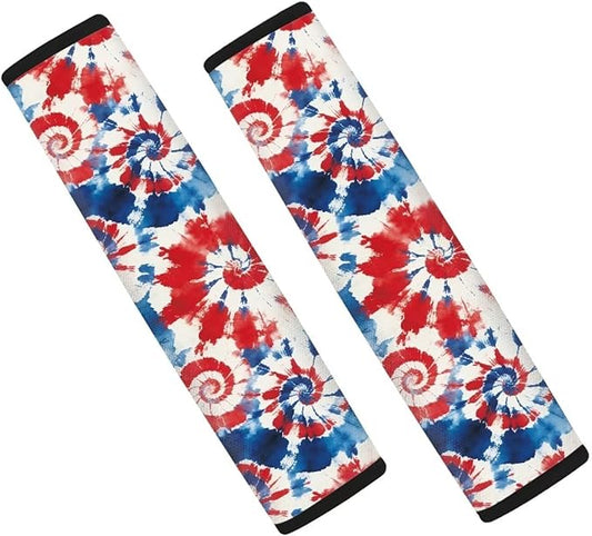 Car Seat Belt Cover Pad,Soft Comfortable Shoulder Seatbelt Pads Cushions for Adults and Children Universal Fit Auto Decor,American Tie-Dye