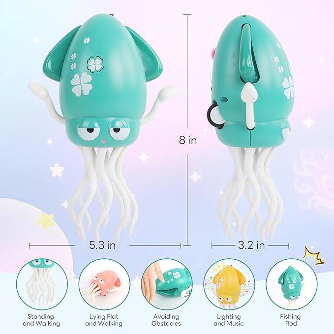 Dancing Octopus - Electric Crawling Musical Baby Toy with LED Lights & Music, Rechargeable Interactive Sensory Toy, Perfect Christmas Birthday Gift for Infants Kids, Tummy Time Fun(Yellow)