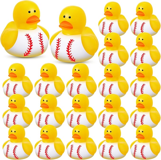 Deekin Rubber Ducks 2 Inch Bulk Sport Party Favors for Team Events Decorations Birthday Party Supplies Club Player Gift(24 Pcs,Baseball White)