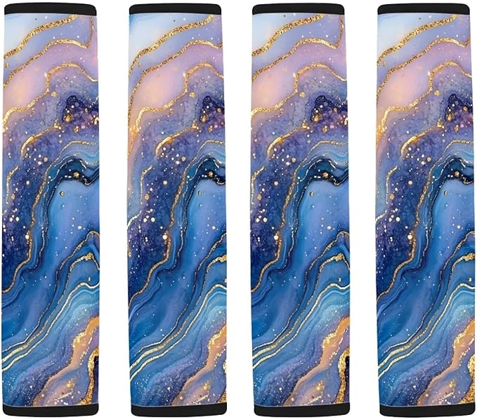 2-Piece Universal Car Seat Belt Cover Pad,Blue Marble Print Soft Comfortable Shoulder Seatbelt Pads Cushions for Adults and Children