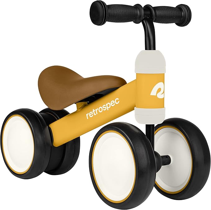 Retrospec Cricket Baby Walker Balance Bike with 4 Wheels for Ages 12-24 months - Toddler Bicycle Toy for 1 Year Old’s - Ride On Toys for Boys and Girls