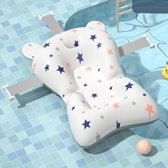 Baby Bath Suspension Prevent Slip Pad, Soft Quick Dry Lightweight Baby Bath Cushion Pad, Newborn Bathtub Mat Infant Bath Supporter Nonslip Floating Bathing Tub Seat for Assisted Sitting (White)