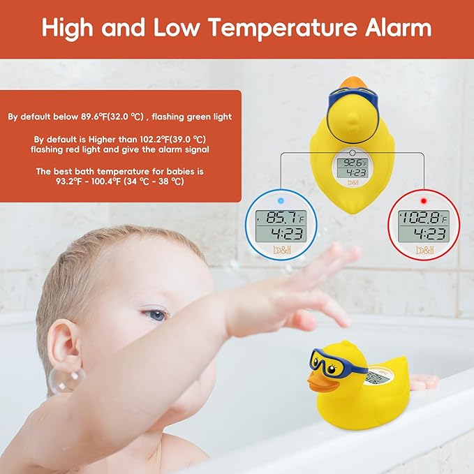 b&h Baby Bath Thermometer, The Infant Bath Floating Toy Safety Temperature Water Thermometer, Baby Bath Essentials (Diving-Goggles Duck)