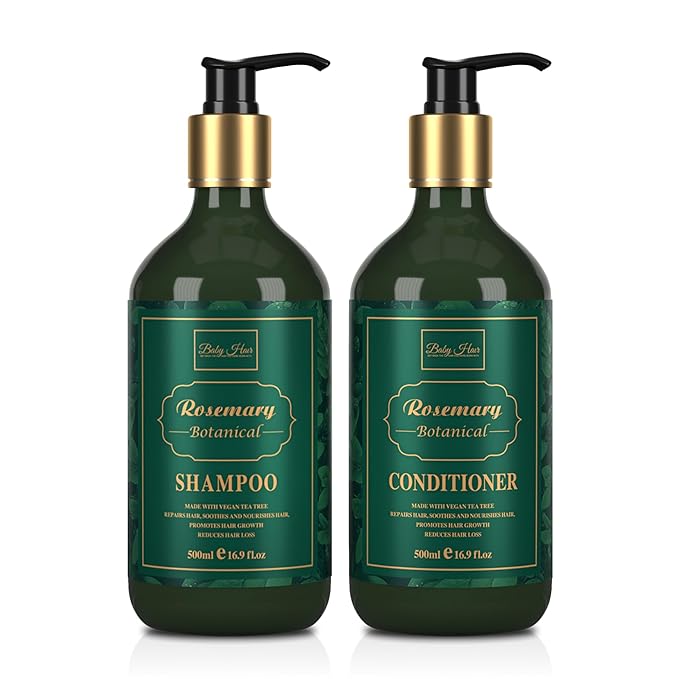 Baby Hair Botanical Shampoo & Conditioner Set - Anti Hair Fall & Hair Growth Formulas with Panthenol, Tea Tree Oil, Multivitamins (A, B3, D)