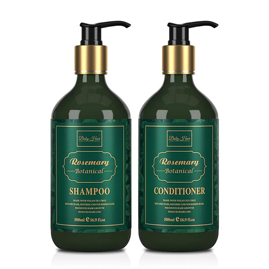 Baby Hair Botanical Shampoo & Conditioner Set - Anti Hair Fall & Hair Growth Formulas with Panthenol, Tea Tree Oil, Multivitamins (A, B3, D)