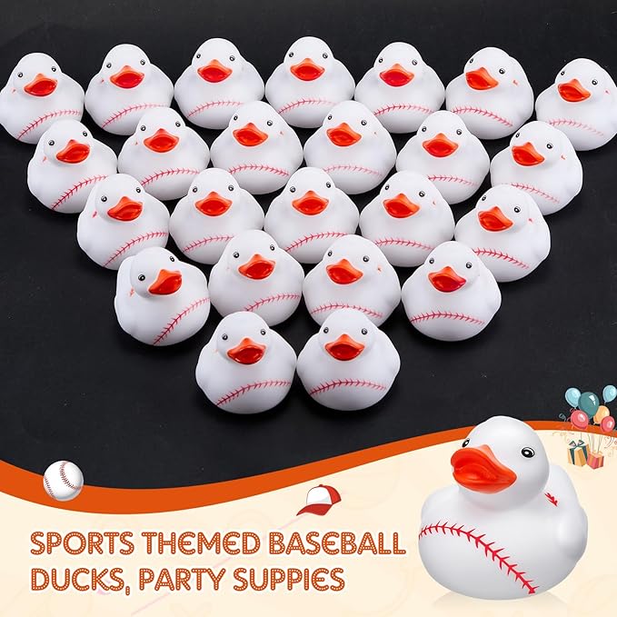 Deekin Rubber Ducks 2 Inch Bulk Sport Party Favors for Team Events Decorations Birthday Party Supplies Club Player Gift(50 Pcs,Baseball)