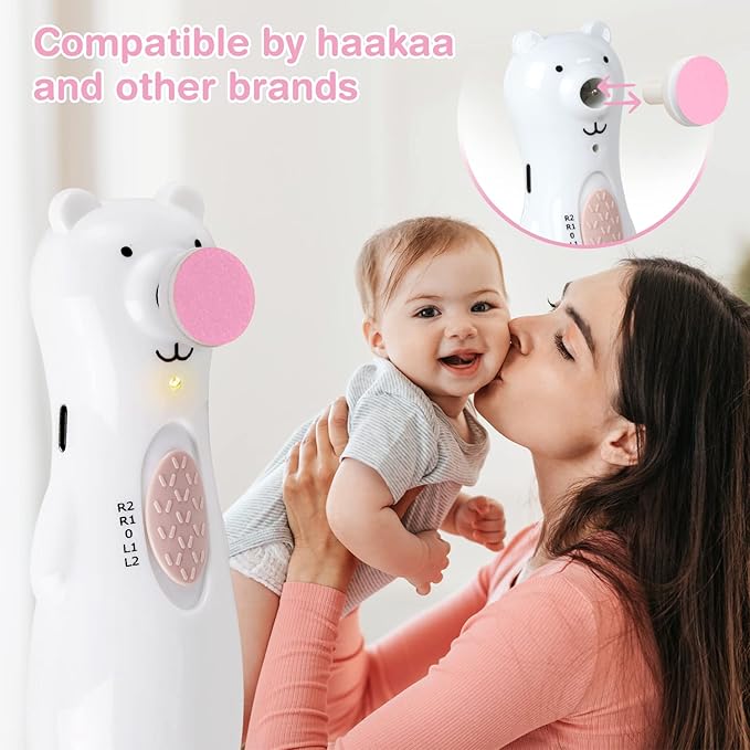 haakaa Electric Nail Trimmer Replacement Pads Baby Nail Trimmer Heads Compatible with All haakaa Nail Trimmers, Suitable for 0-3 Months, Pink