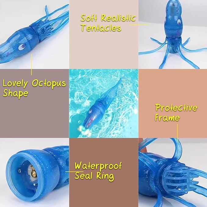 Electric Swimming Octopus Bath Toy – Waterproof LED Light-Up Tub Toy for Toddlers, Cute Soft Tentacles, Safe BPA-Free, Fun Shower & Pool for Boys Girls (Green)