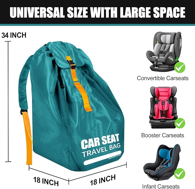 Car Seat Travel Bag for Airplane, Large Car Seat Bags for Air Travel with Comfort Padded Straps, Carseat Storage Bag / Backpack for Carseat Airport, Carseat Cover Travel - Baby Travel Essential