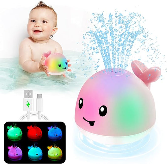 ANGGIKO Baby Girl Bath Toys, Easter Basket Stuffers for Babies 1 Year Old Girl Gift, Toddler Bath Toys for Kids Ages 1-3, Light Up Whale Bath Toy Sprinkler Baby Toy 6-12-18 Months Bathtub Fountain Toy