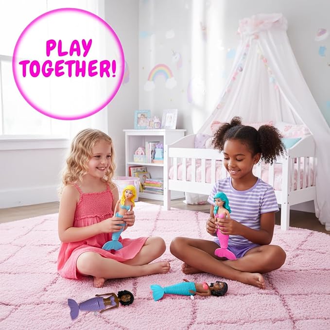Kiddie Play Mermaid Toys – 4 Pc Wind-Up Mermaid Dolls Bath and Pool Swim Toys for Kids Toddlers, Mermaids Gifts for Girls