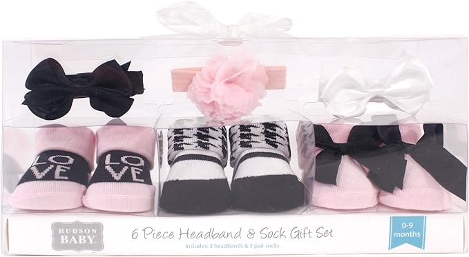 Hudson Baby Girl's Headband and Socks Giftset