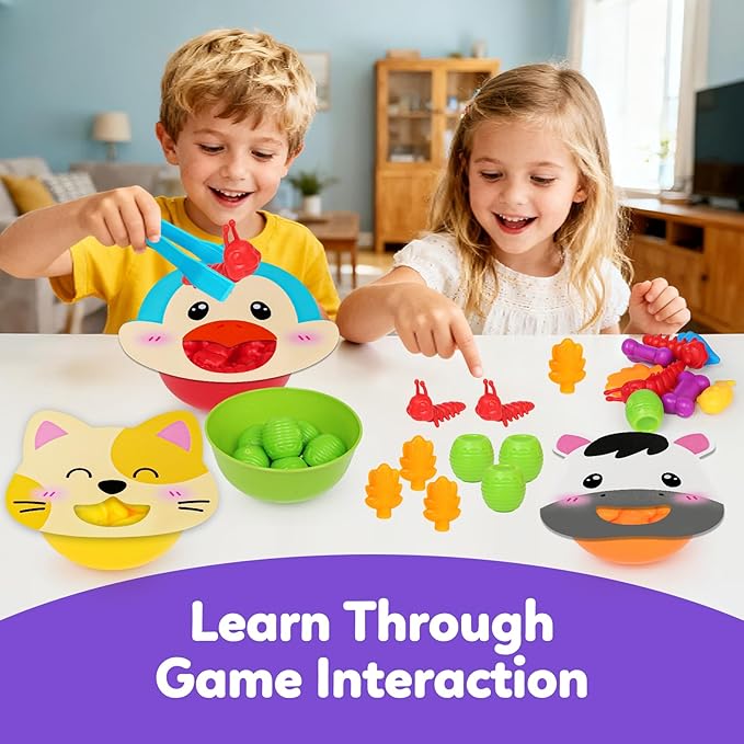 Counting Animals Color Sorting Toys for Toddlers,Montessori Preschool Learning Animals Matching Feeding Sorting Games Christmas Stocking Stuffers Gifts for Boys Girls Ages 3+
