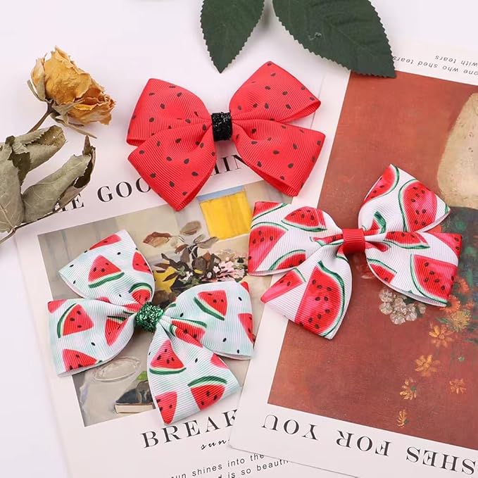 Fruit Hairpin Watermelon Bow Hair Clips Non Slip Hair Clip Fruit Accessories for Women Girls Hair (B1)
