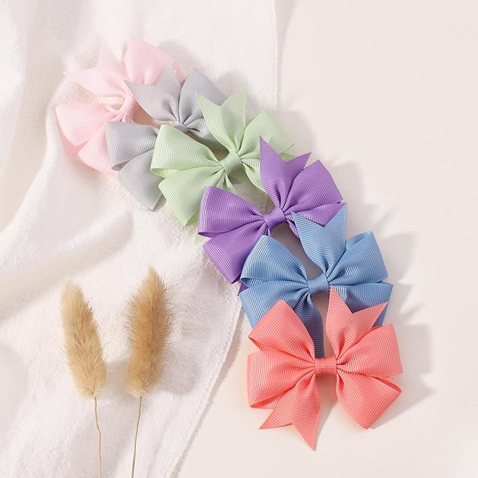 YLEN YHXX 40PCS Hair Bows for Girls 3 Inch Toddler Hair Clips Grosgrain Ribbon Pinwheel Hair Bow with Alligator Clip Handmade Hair Accessories for Girls Toddlers Teens