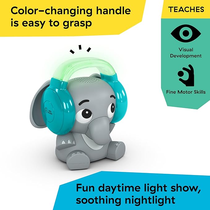 Baby Einstein Earl The Elephant Bluetooth Soother Sound Machine for Sleep, Stream Music and Color-Changing Night Light, Infant to Toddler