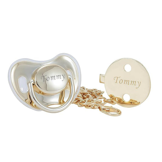 Personalized Baby Pacifier with Name Ideal Gift for Boys and Girls Pacify Custom Bling Pacifier Binky (Gold)