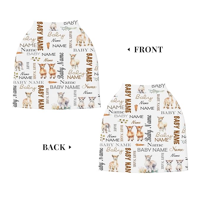 Personalized Car Seat Covers for Babies with Name – Multi-use Breastfeeding Cover Custom Llama Carseat Canopy Cover, Infant Stroller Covers for Boys and Girls