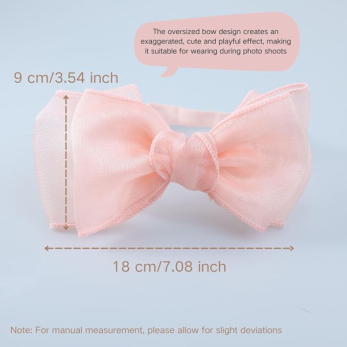 Lace Big Bow Baby Girls Headband Floral Hair Band Toddlers Newborn Infants Christening Baptism Party Hair Accessories for 6-36 Months Elastics Hairband (Style 6)