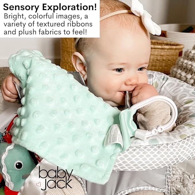 Baby Jack & Co. for This Child I Have Prayed Bible Verse Prayer Biblical Baptism Sensory Crinkle Tag Toy, Security & Teething Soothing Learning Lovey for Babies, 8”X8”