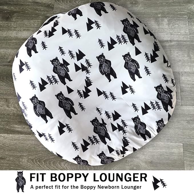 Baby Lounger Cover, Bear Newborn Lounger Cover for Boys, Snugly Fit Infant Lounger for Baby, Infant Removable Slipcover, Animal Breathable & Reusable (Lounger Pillow Not Included)