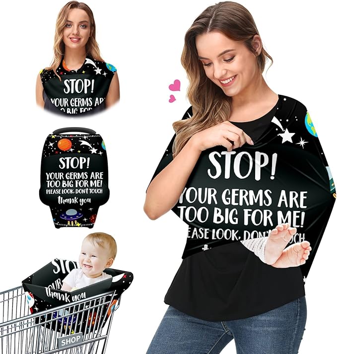 Baby Car Seat Stroller Covers - Don't Touch Outer Space Planets New Mom Nursing Cover Breastfeeding Scarf Soft Breathable Stretchy Coverage Carseat Canopy for Boys and Girls