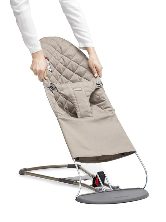 BabyBjörn Fabric Seat for Bouncer, Sand Gray, Cotton, Sand Gray, 1 Count (Pack of 1)