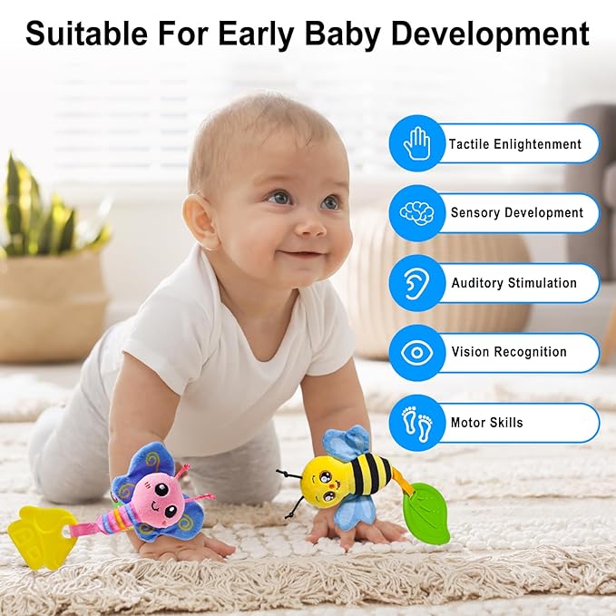 Baby Toys 0-6 Months,Baby Rattles Toy 0-12 Months, Baby Wrist Rattle Socks & Foot Finder - Newborn Toys Hand & Feet Toy for 0-12 Months,Teething Toy for Infants, Shower Gifts for Newborn Boys Girls