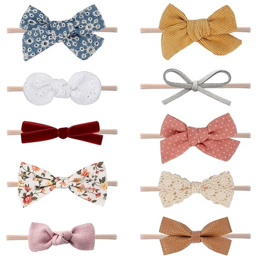 Baby Girl Headbands and Bows, Newborn Infant Toddler Nylon Hairbands Hair Accessories