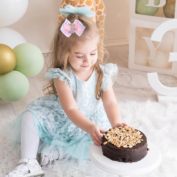 2pcs Birthday Hair Bow for Baby Girls, Sprinkle Confetti 3rd Birthday Decorations for Girls, Ice Cream Party Theme Bow Clips for Baby Girls Pink Hair, Happy 3rd Birthday Girl Hair Bow Clips