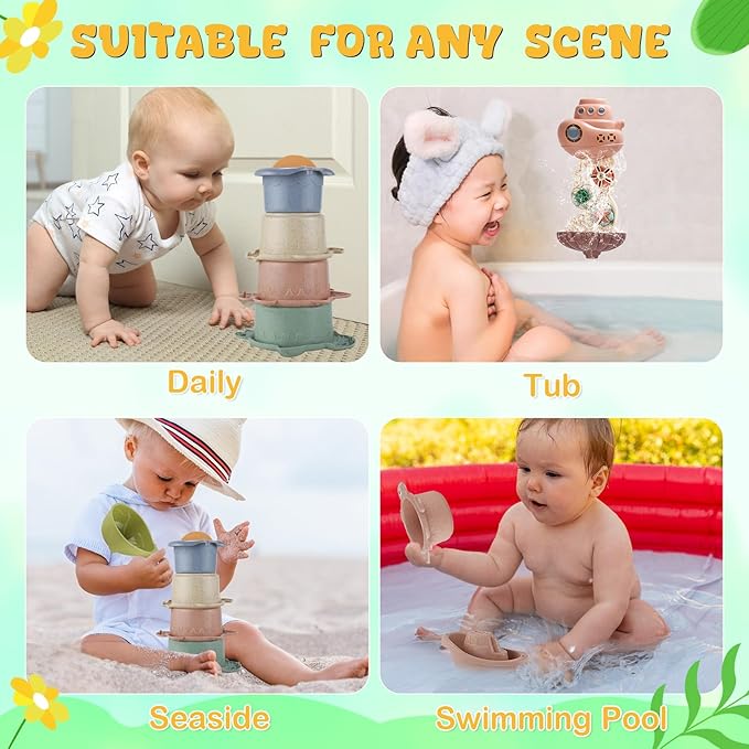 Holady Bath Toys Suitable for Kids Aged 1-3 Childrens Early Education Toys Beach Water Toys for 12-18 Months Baby and Toddler