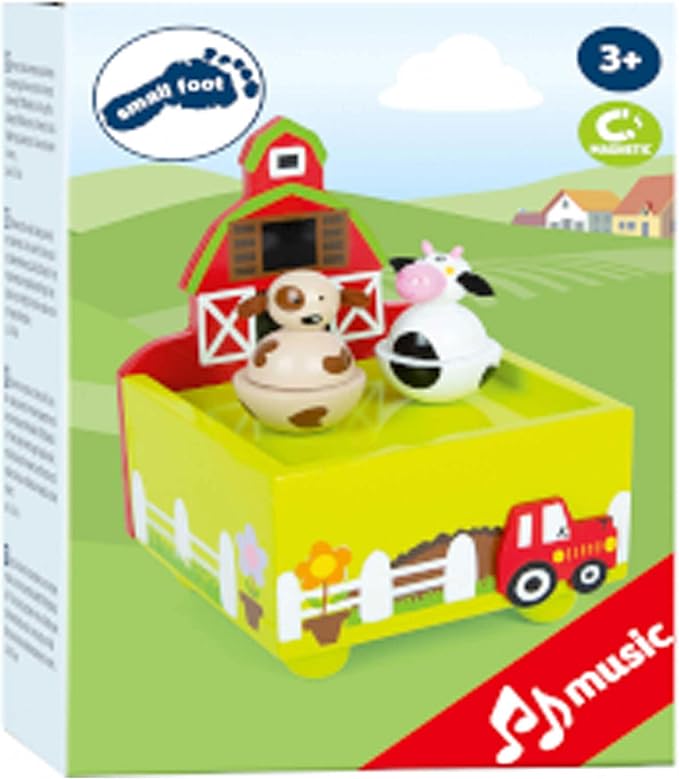 Small Foot 11715 Farm Music Box, Made of Wood with Happy Animal Motifs, for Ages 3+ Years