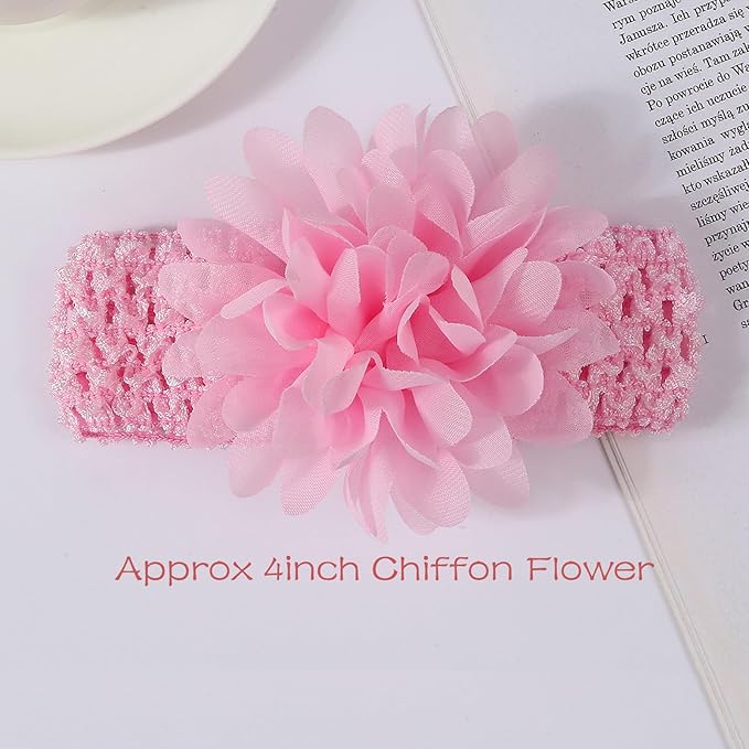 WillingTee 30pcs Baby Girls Headbands Chiffon Flower Soft Stretchy Hair Band Hair Accessories for Baby Girls Newborns Infants Toddlers and Kids