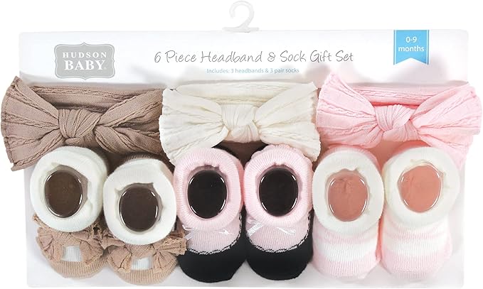 Hudson Baby Girl's Headband and Socks Giftset