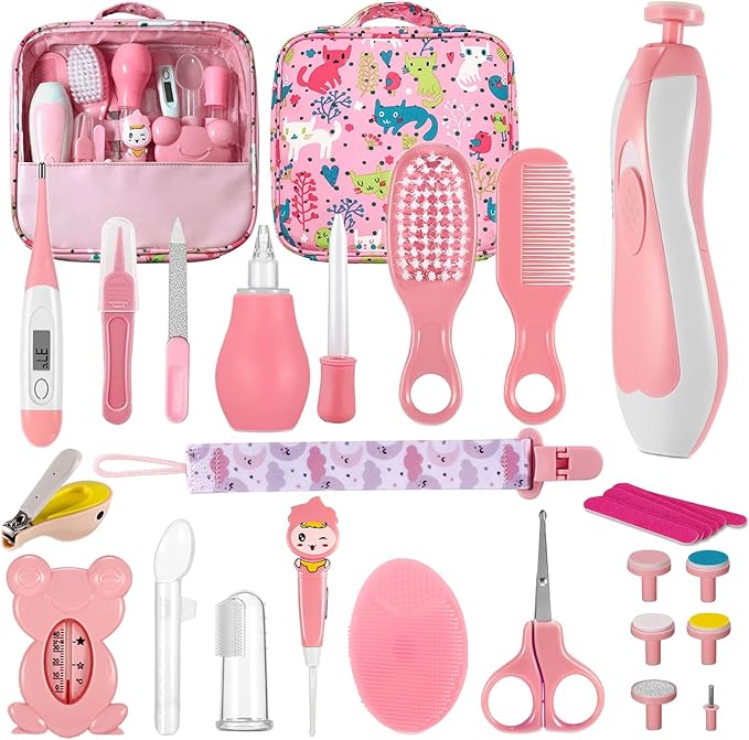 Baby Grooming Kit, 29 in 1 Portable Baby Safety Care Set and Baby Electric Nail Trimmer Set, Newborn Nursery Cleaner Essentials Health Care Set for Infant Toddlers Boys Girls, Baby Grooming Care