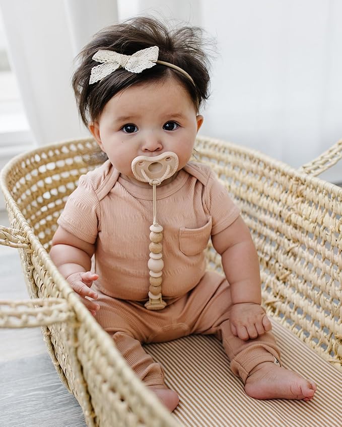 Silicone Pacifier Clip – Metal-Free Design, Lightweight Pacifier Holder for Everyday Use – Beige - Mila & Lulu