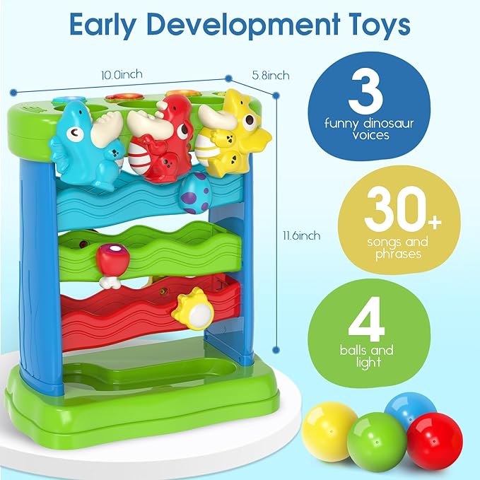 LACCHOUFEE Feeding The Dinosaur, Interactive Toddlers Toy, 1+ Year Old Baby Boys & Girls Gift, Musical Toys for Infant One Year Birthday Present, Babies Ages 6-12-18-24 Months Education Learning Toys