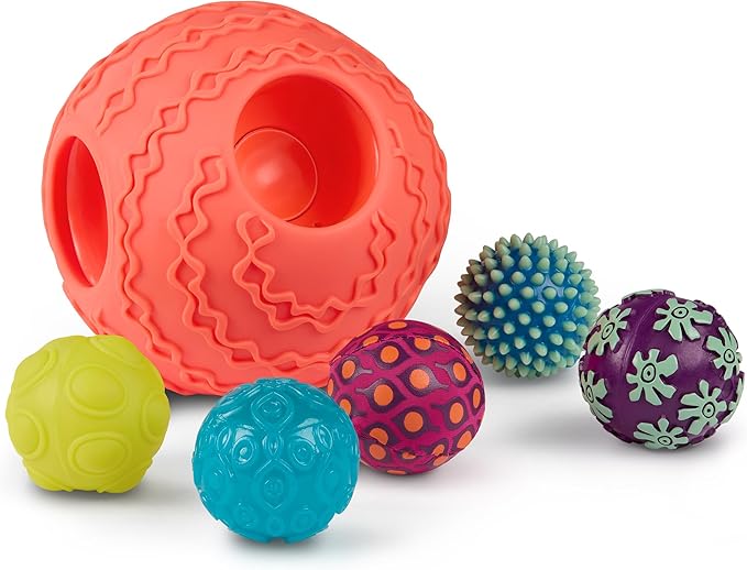 B. toys – Sensory Baby Toys Set with Textured Balls – 6 Pieces Development Set with Large Ball & 5 Small Balls with Different Textures for Tactile Stimulation & Motor Skills Development, 6+ Months
