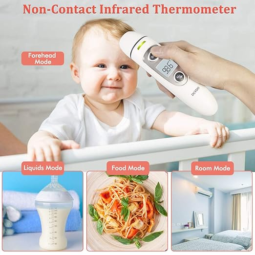 Non-Contact Forehead Thermometers, No Touch Digital Infrared Thermometer for Adults, Kids and Baby, Touchless Thermometer Within 0.4 Inch Distance, Fever Alarm, Memory Function