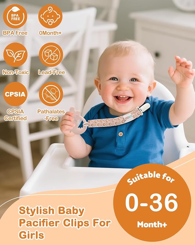 ALVABABY Pacifier Clips 8 Pack Pacifier Binky Paci Holder Leashes for Teethers 8DP20A