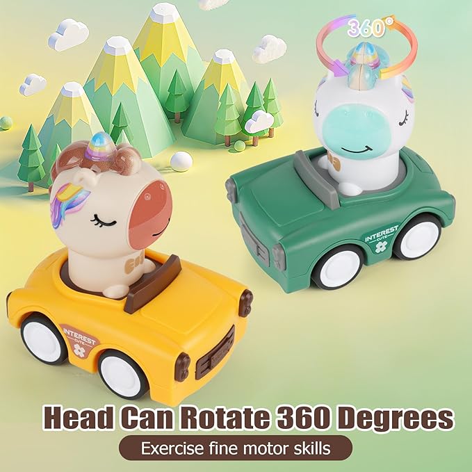 Press to Go Car Toys for Toddlers 1-3, Animal Baby Cars, Push Go Friction Inertia Car, Infant 6-9-12-18 Month, 1st Birthday Gift for 1-2 Year Old Boy Girl
