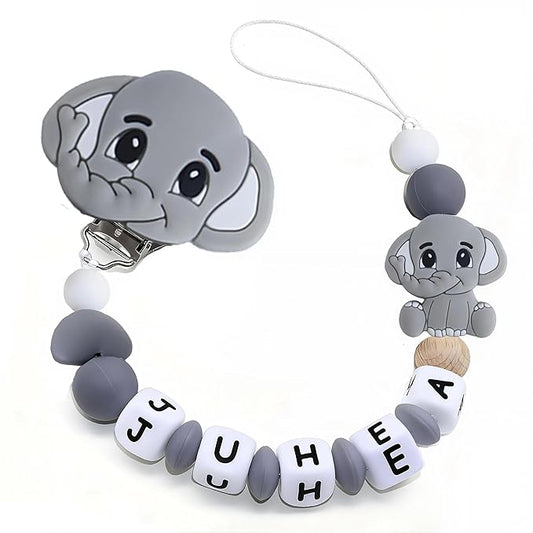 Paci Clip Personalized Silicone Pacifier Clip Elephant Pacifier Holder for Baby Girls Boys